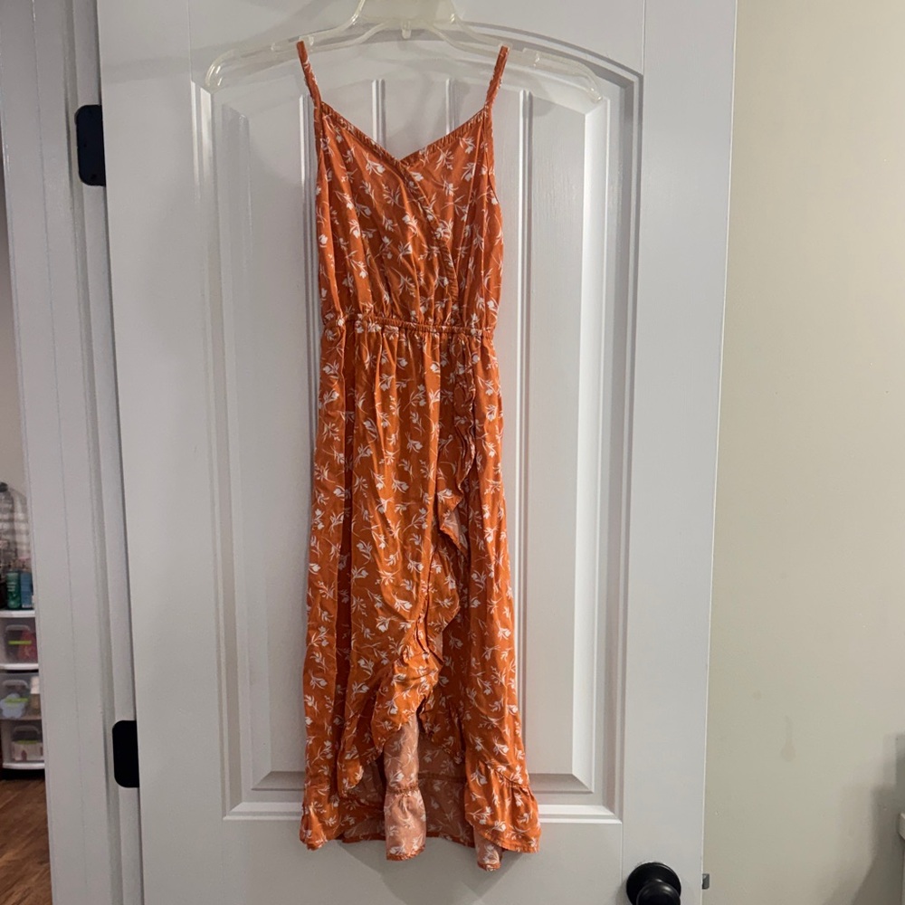 Sunset West Orange Floral Dress     Girls Size- M